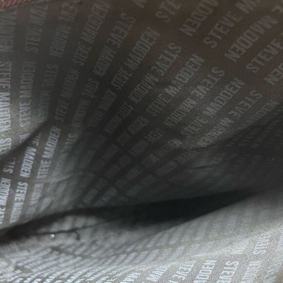 Steve Madden burgundy faux leather satchel with rustic studs accent. - Picture 10 of 16